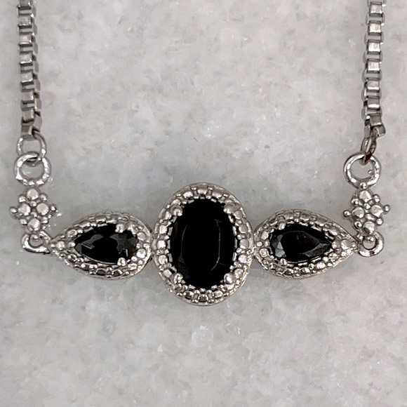 Thai Black Spinel Black Diamond Silver BOLO Bracelet - Picture 5 of 9